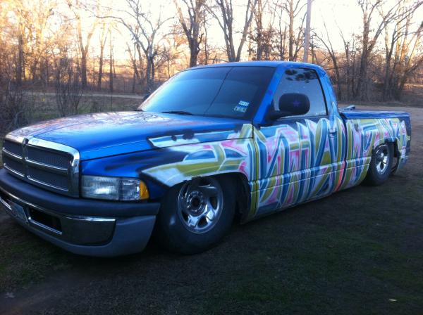 slammed with graffiti paint job