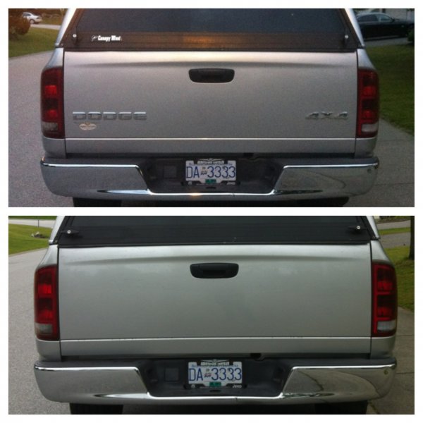 tailgate before and after de-badging